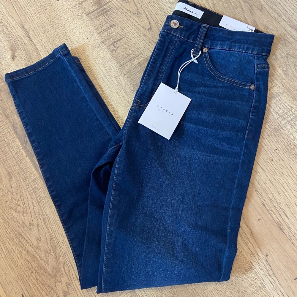Kancan dark wash high rise skinny ankle jean